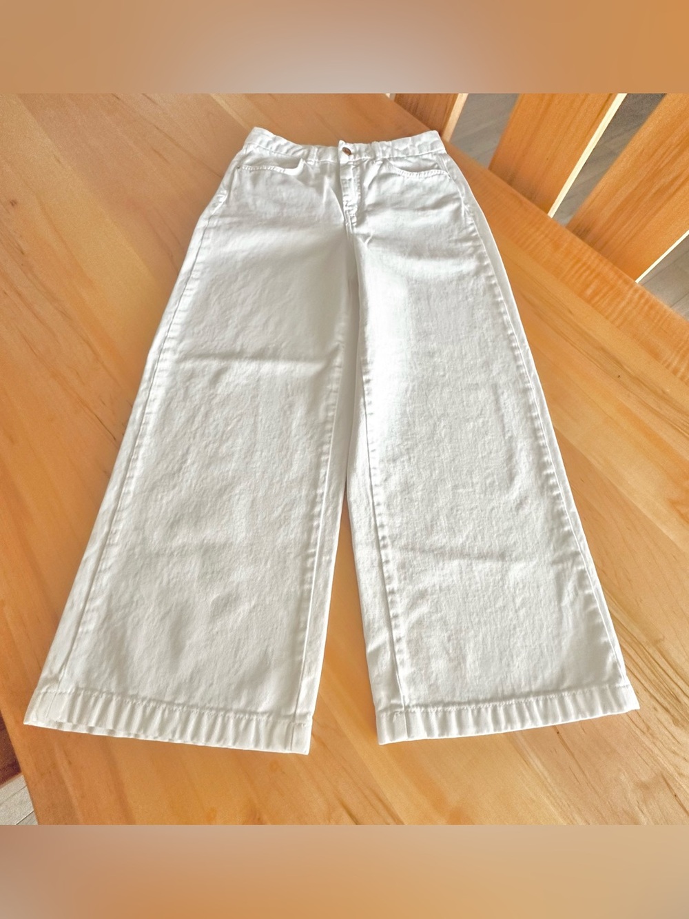 ZARA white wide leg cropped pants/ jeans 6